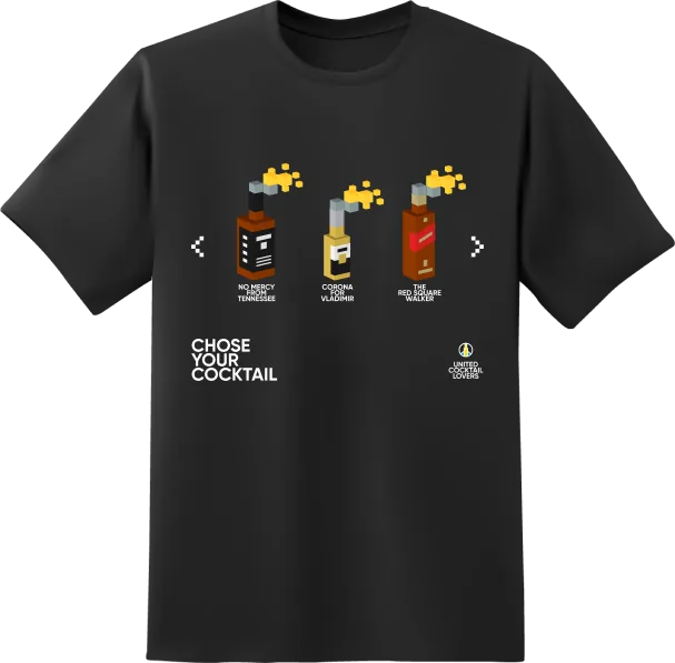 United cocktail row T-shirt mockup recovered from the archive